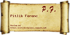Pitlik Ferenc névjegykártya