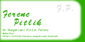 ferenc pitlik business card